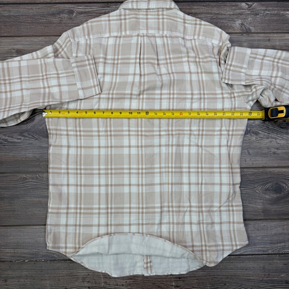 J.Crew Mens Double Weave Plaid Shirt Size Large Tan Cream Plaid BR884 NWT - Picture 5 of 8